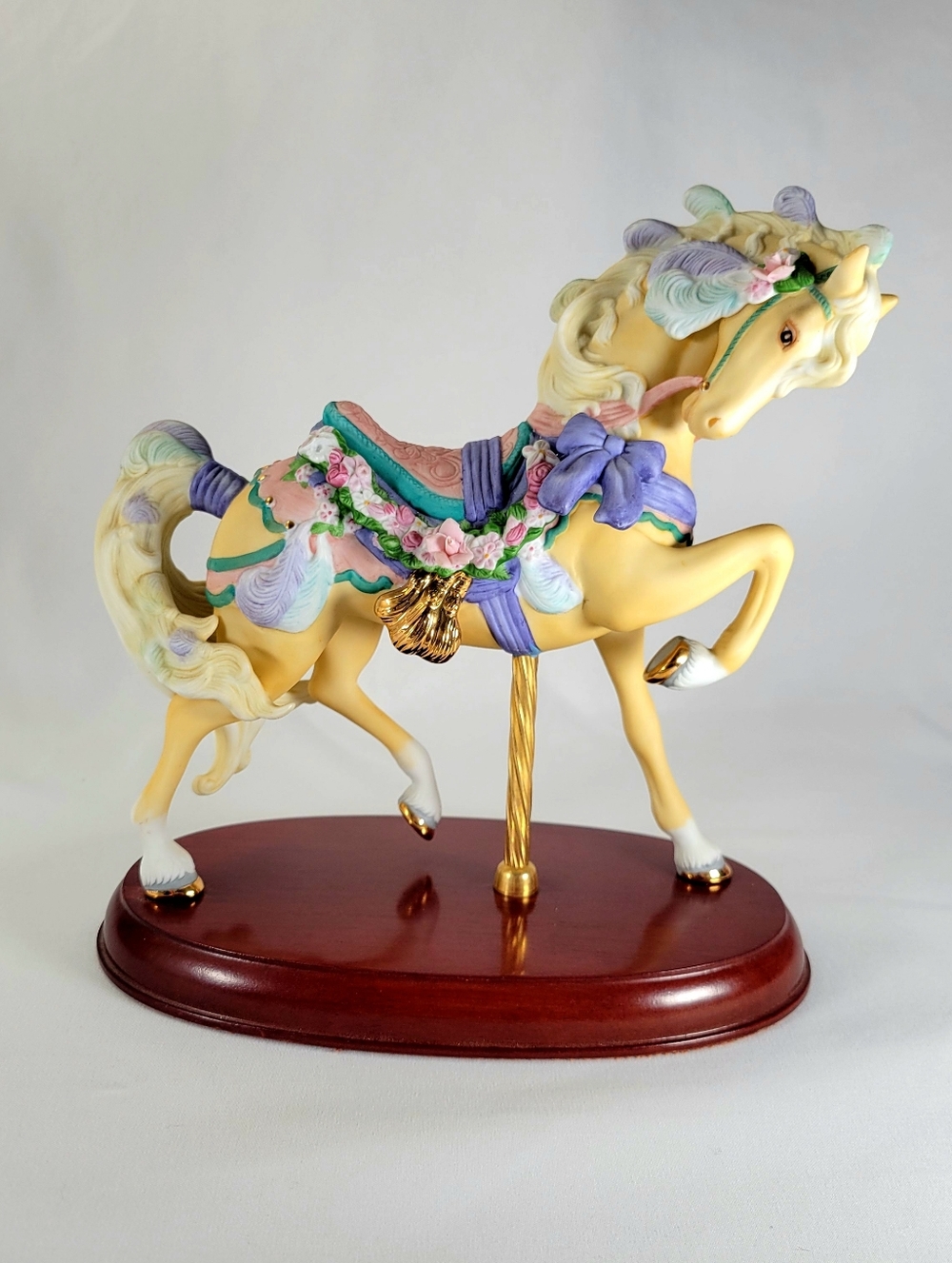 Lenox Circus Carousel Horse 1989 Tan Beige Porcelain Figurine Gold Vintage READ